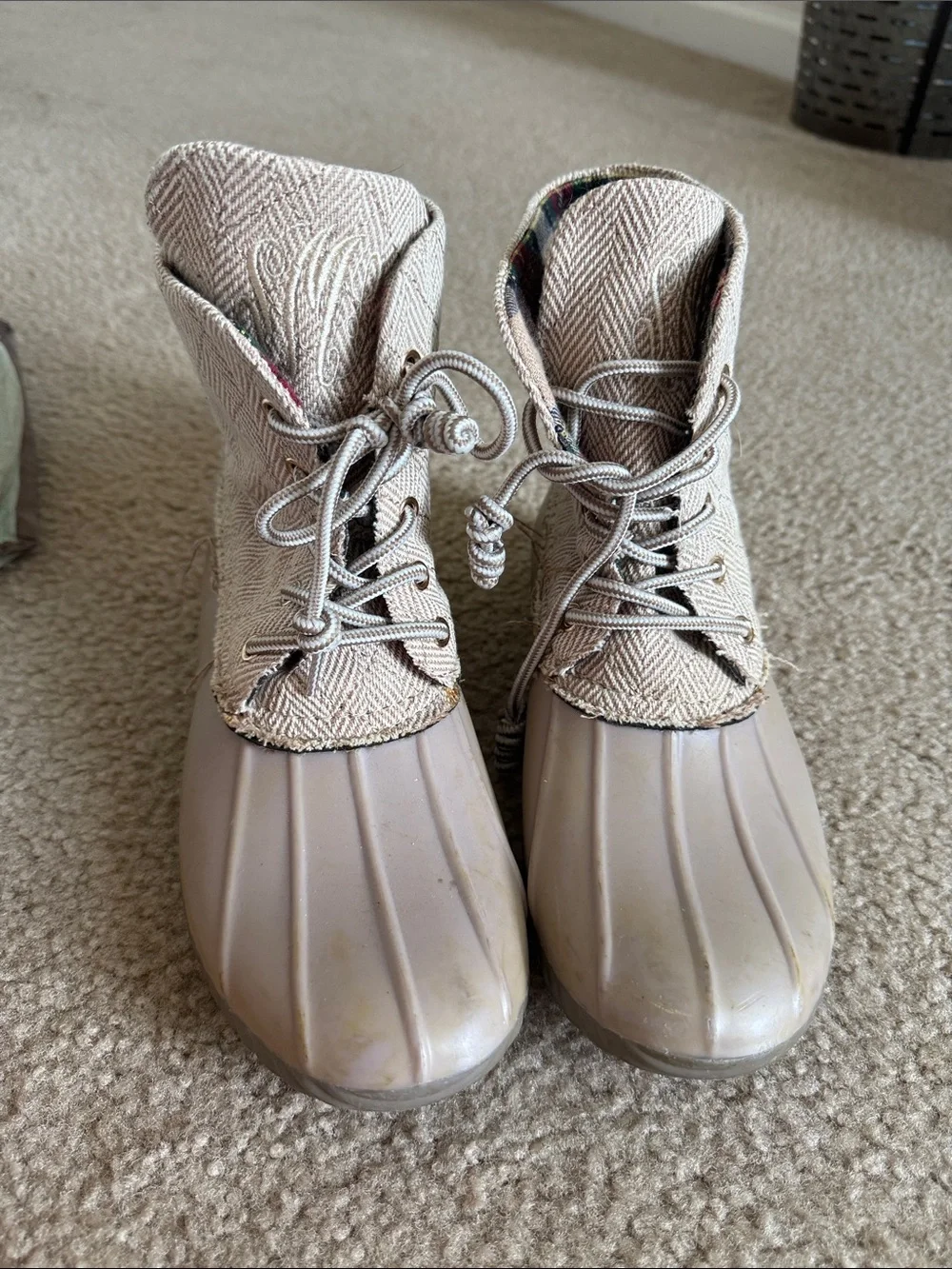 Women's Lace-Up Taupe Waterproof Duck Boots